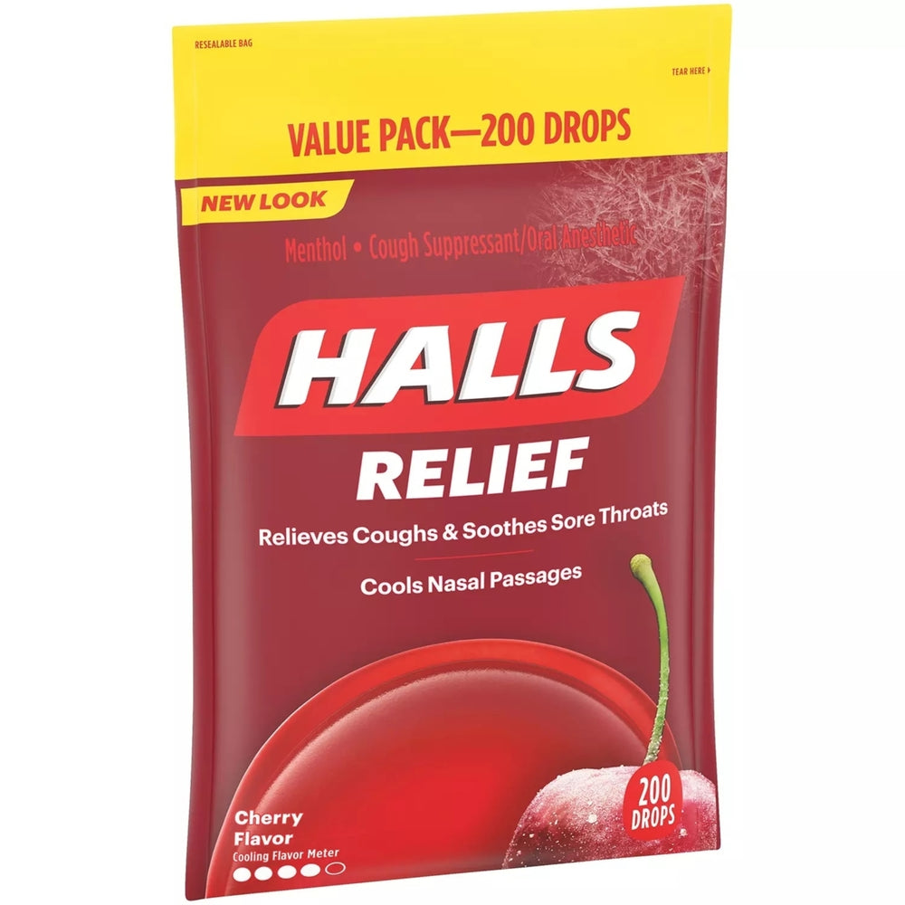 Halls Cough Suppressant/Oral Anesthetic Cough Drops - Cherry (200 Count) Image 2