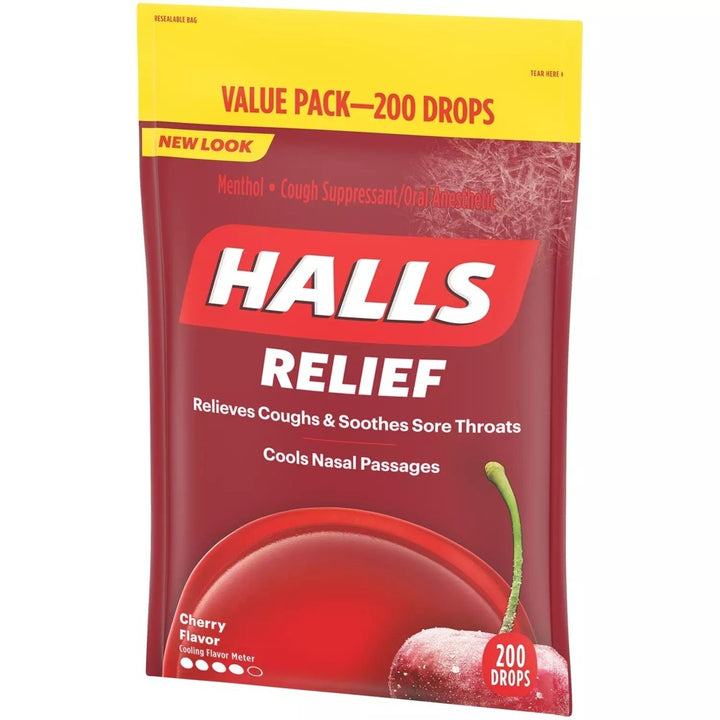 Halls Cough Suppressant/Oral Anesthetic Cough Drops - Cherry (200 Count) Image 3