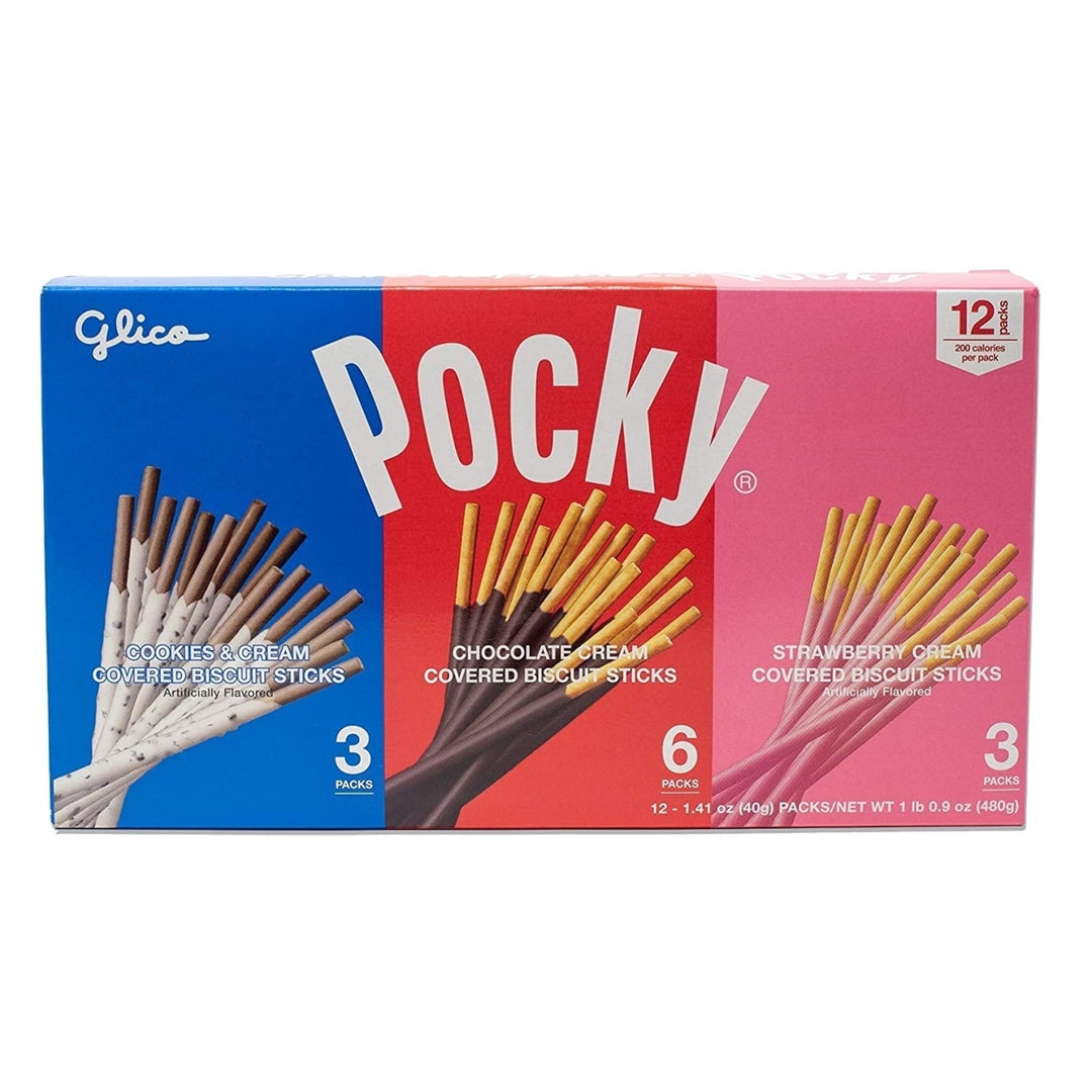 Glico Pocky Biscuit Sticks 3 Flavor Variety 1.41 Ounce (Pack of 12) Image 1