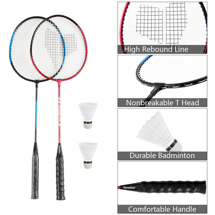 Portable Badminton Set Folding Tennis Badminton Volleyball Net w/ Stands Case Image 6