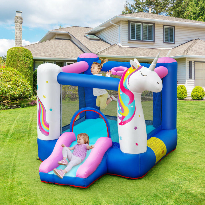 Slide Bouncer Inflatable Jumping Castle Basketball Game w/ 480W Blower Image 3