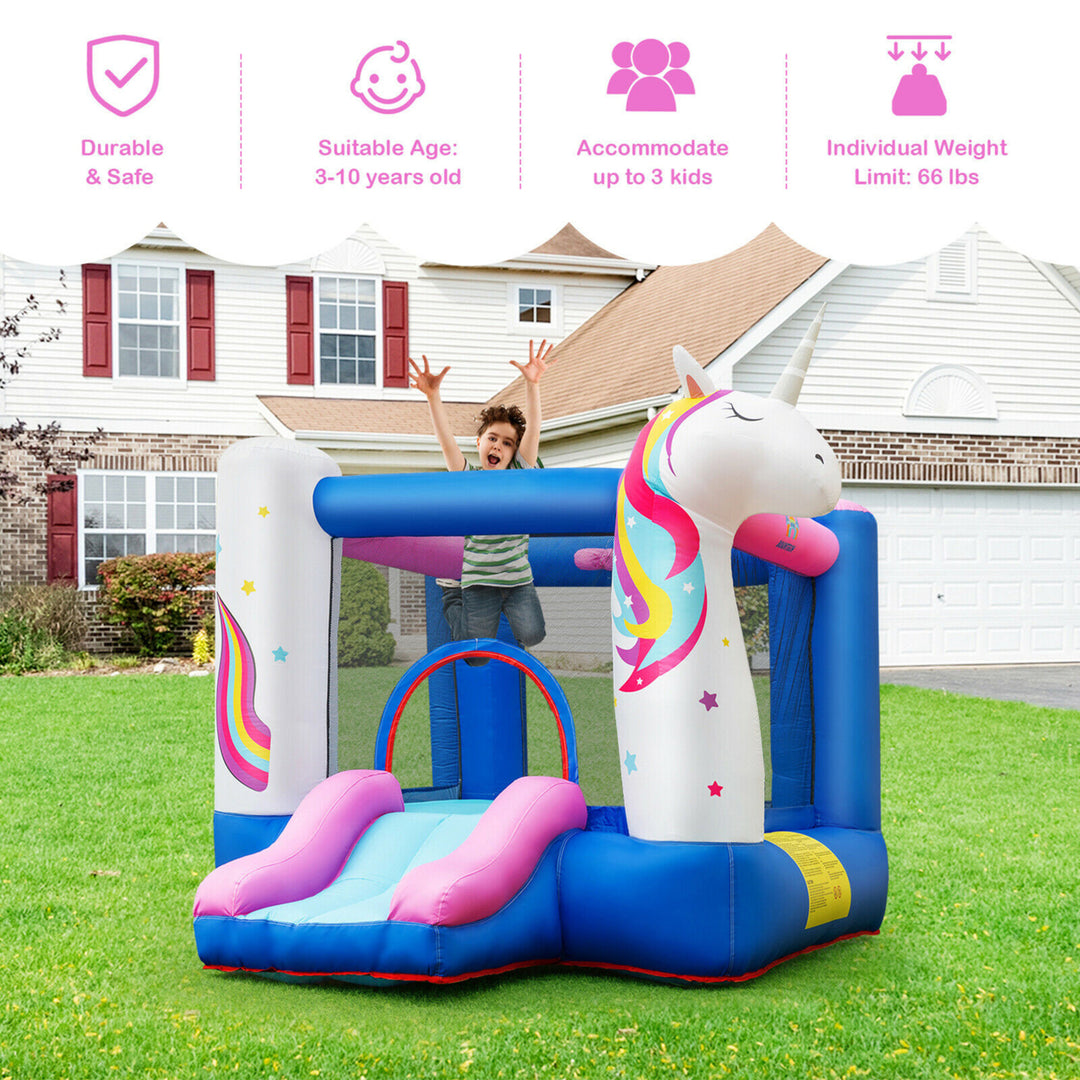 Slide Bouncer Inflatable Jumping Castle Basketball Game w/ 480W Blower Image 4