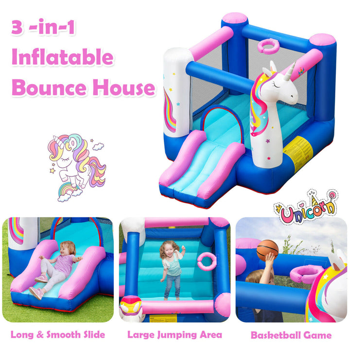 Slide Bouncer Inflatable Jumping Castle Basketball Game w/ 480W Blower Image 6
