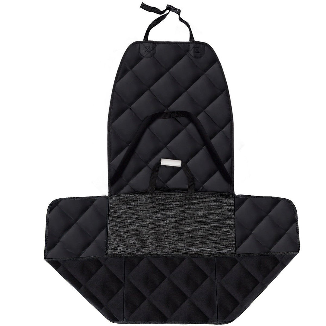 Black Waterproof Pet Front Seat Cover For Cars Nonslip Rubber Backing w/ Anchor Image 6