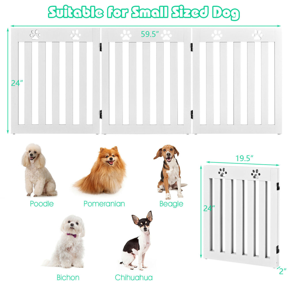 24 Folding Wooden Freestanding Dog Gate Pet Gate W/360 Flexible Hinge Image 2