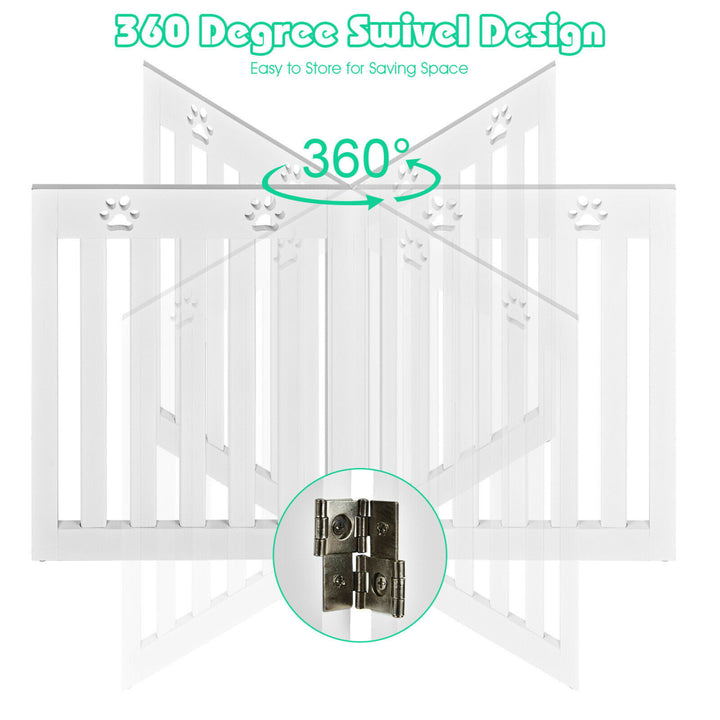 24 Folding Wooden Freestanding Dog Gate Pet Gate W/360 Flexible Hinge Image 7