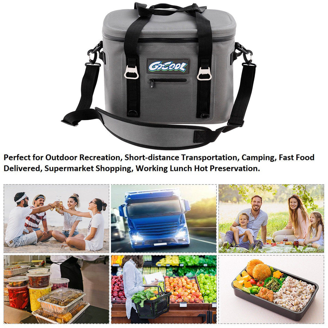 Insulated Lunch Box Lunch Bag 24-Can Soft Cooler Bag Water-Resistant Leakproof Image 3
