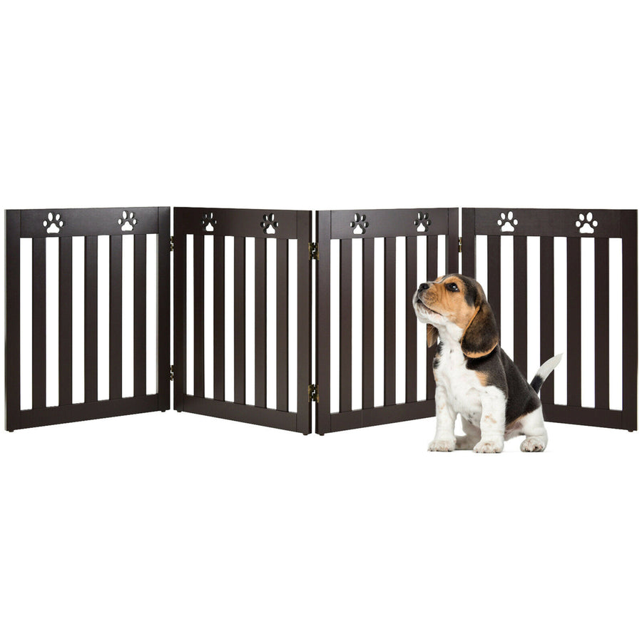 24 Folding Wooden Freestanding Pet Gate Dog Gate W/360 Hinge Image 1