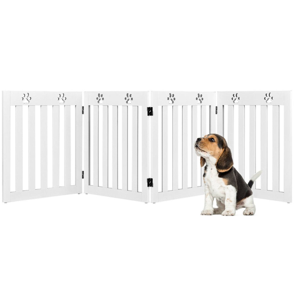 24 Folding Wooden Freestanding Pet Gate Dog Gate W/360 Hinge Image 2
