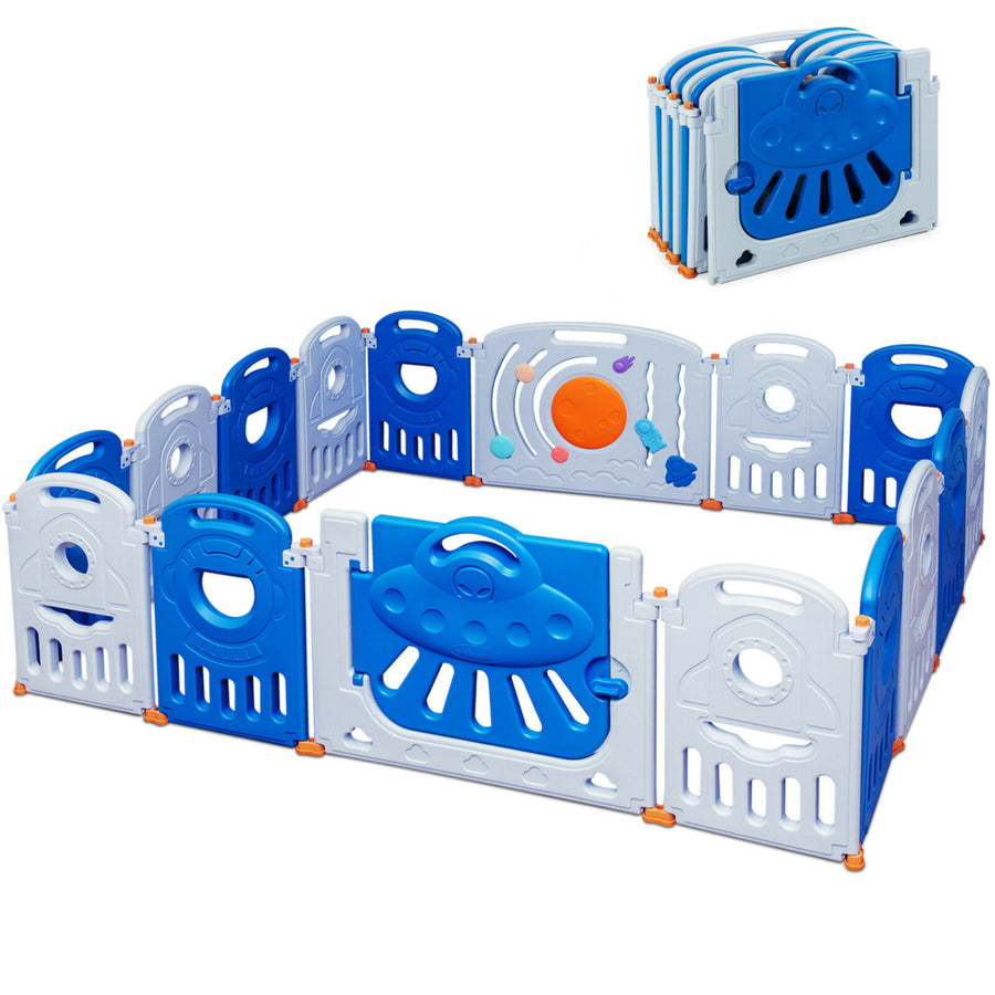 16-Panel Baby Playpen Toddler Kids Safety Play Center w/Lockable Gate Image 1