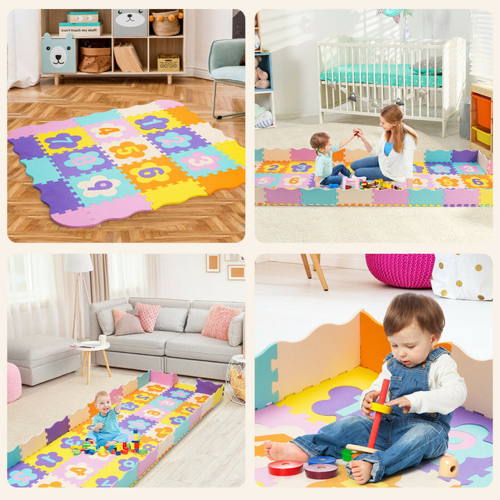 75 Pieces Baby Foam Interlocking Play Mat w/ Fence w/ Detachable Numbers Image 6