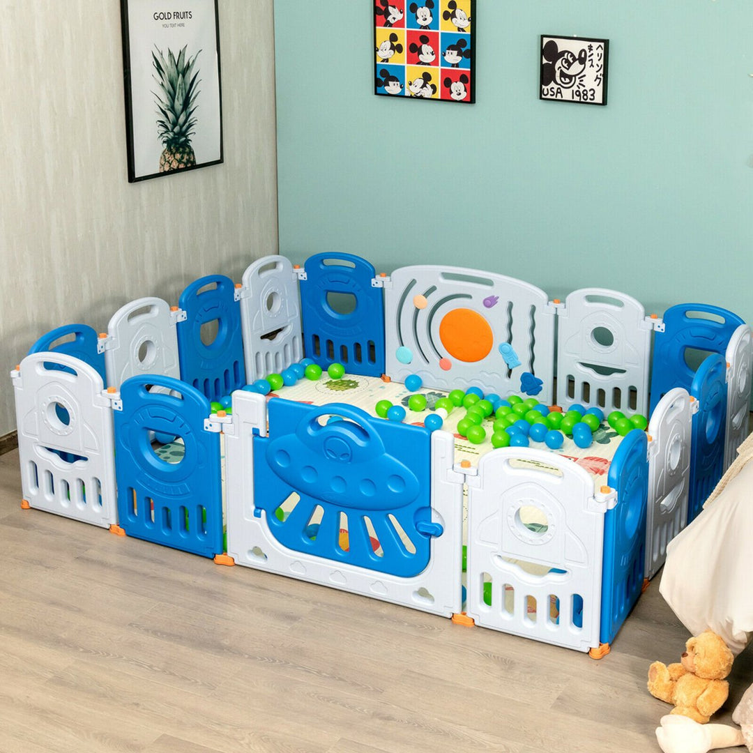 16-Panel Baby Playpen Toddler Kids Safety Play Center w/Lockable Gate Image 3