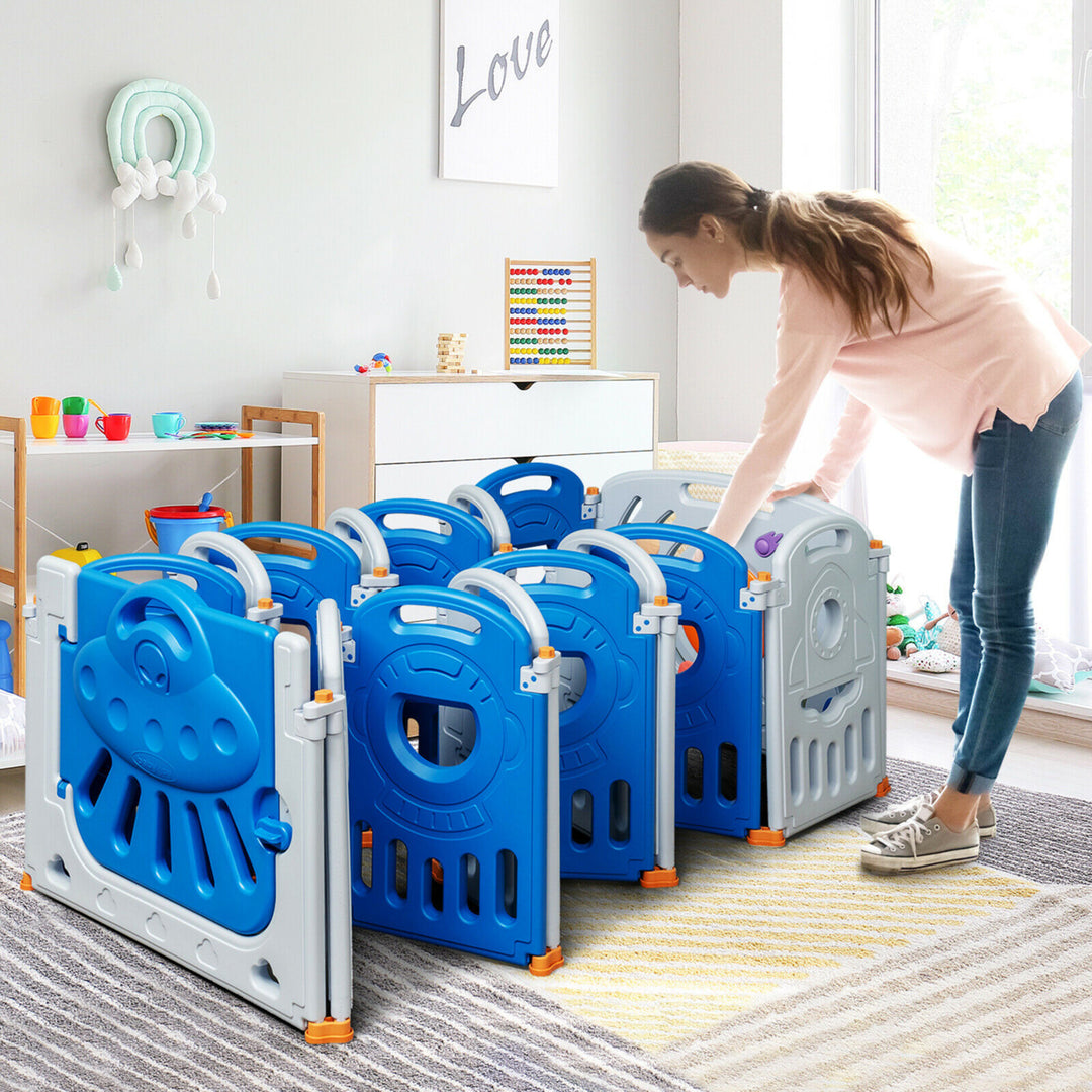 16-Panel Baby Playpen Toddler Kids Safety Play Center w/Lockable Gate Image 4