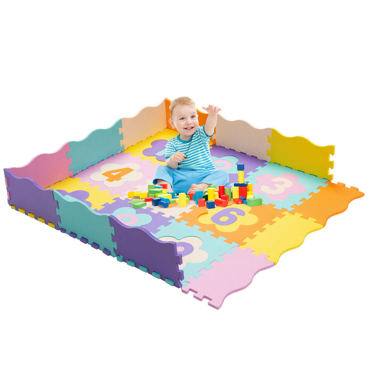 75 Pieces Baby Foam Interlocking Play Mat w/ Fence w/ Detachable Numbers Image 10