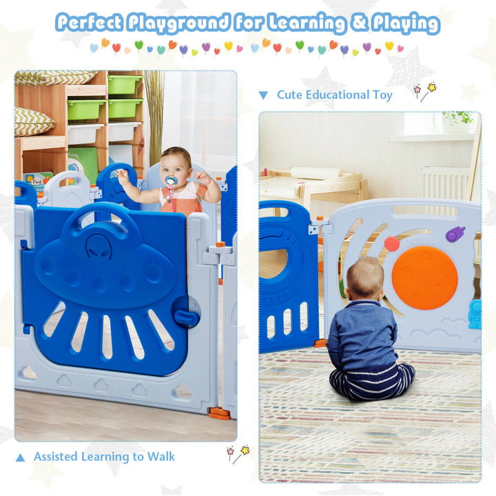 16-Panel Baby Playpen Toddler Kids Safety Play Center w/Lockable Gate Image 7