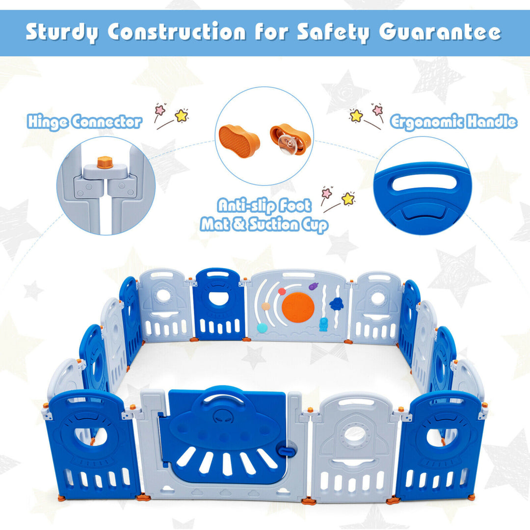 16-Panel Baby Playpen Toddler Kids Safety Play Center w/Lockable Gate Image 8