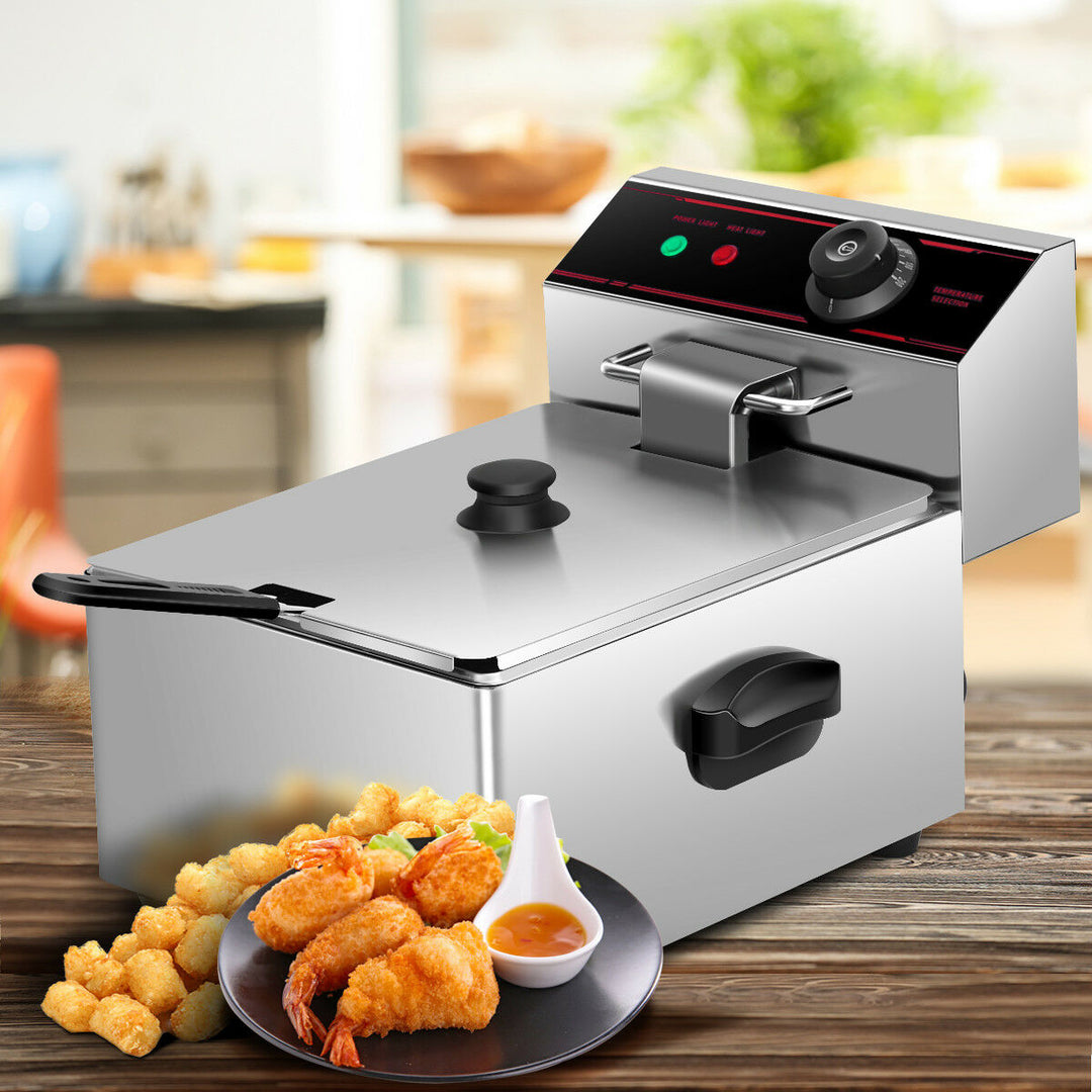 1700W Deep Fryer Electric Commercial Tabletop Restaurant Frying w/ Basket Scoop Image 3