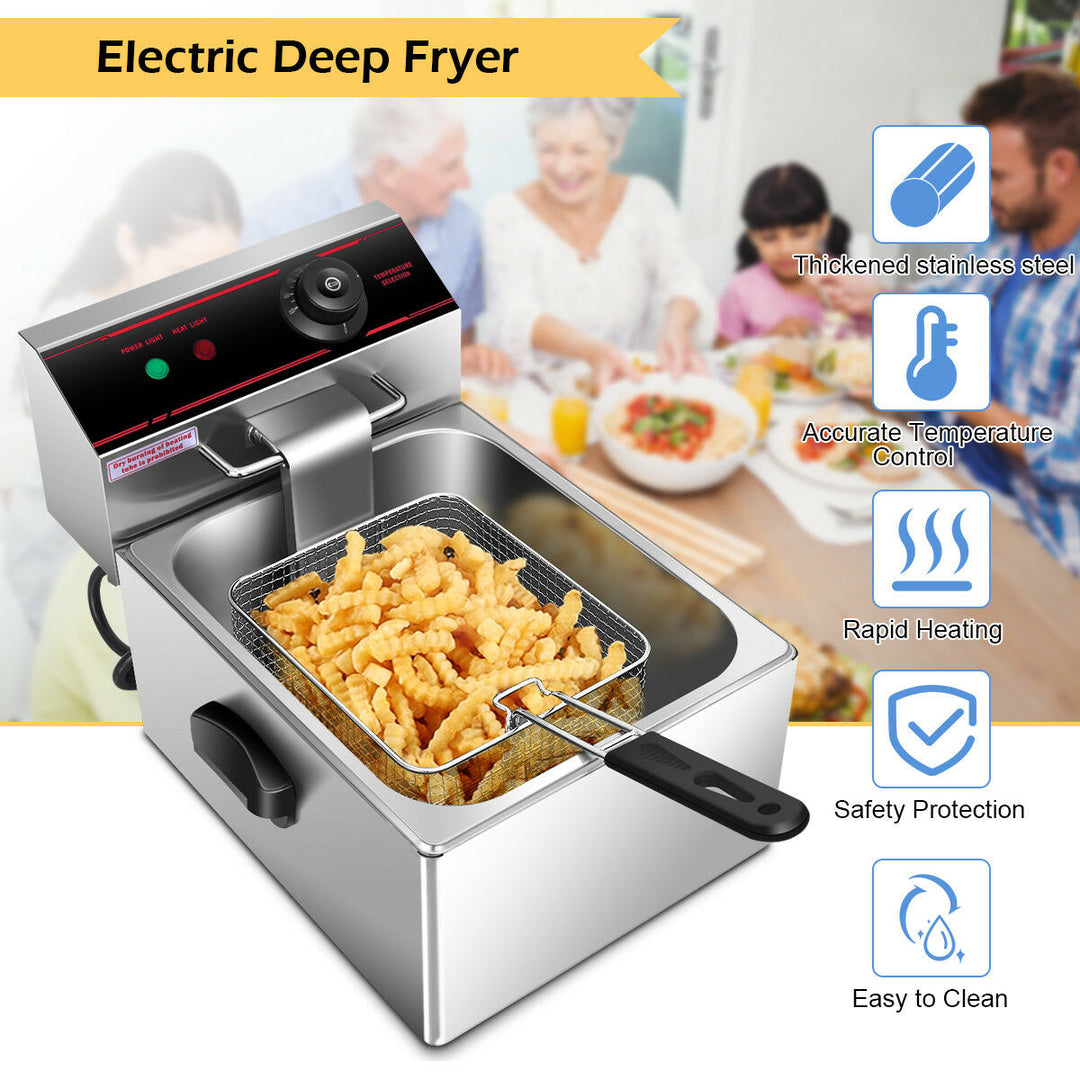 1700W Deep Fryer Electric Commercial Tabletop Restaurant Frying w/ Basket Scoop Image 4