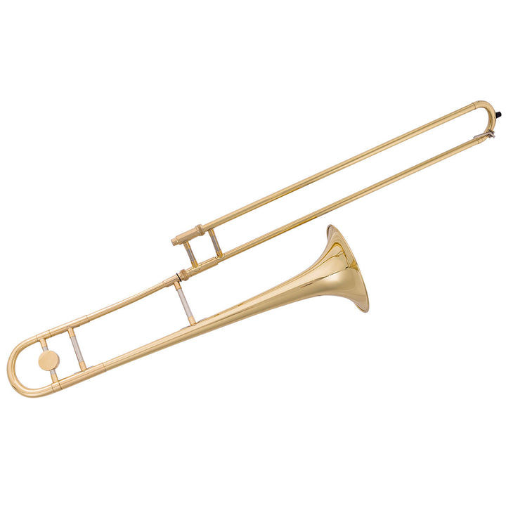 B Flat Trombone Gold Brass with Mouthpiece Case Gloves for Beginners Students Image 1