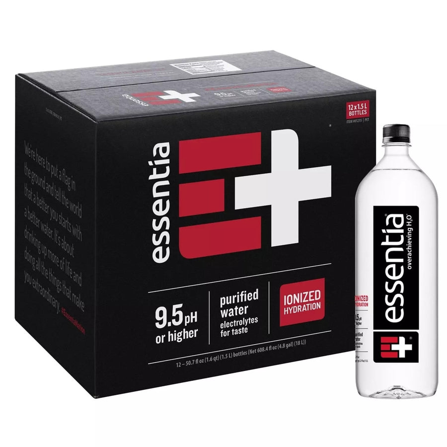 Essentia Ionized Water, 1.5L Bottles (Pack of 12) Image 1