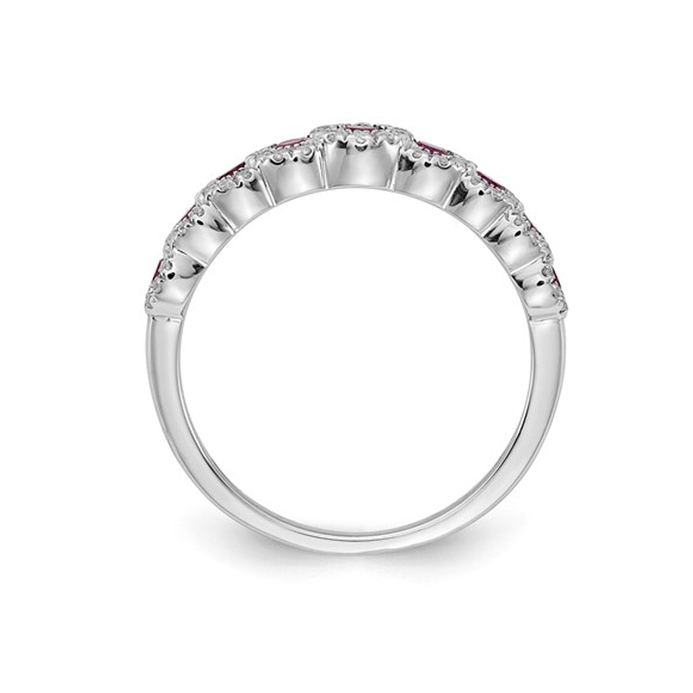 1/2 Carat (ctw) Ruby Ring in 14K White Gold with Diamonds Image 2