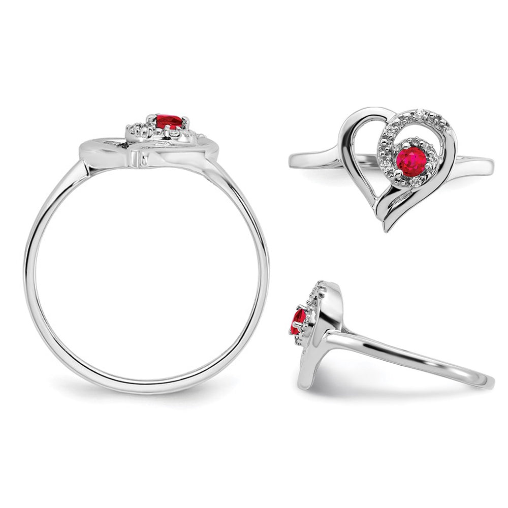 Ruby Heart Promise Ring in 14K White Gold with Accent Diamonds Image 2