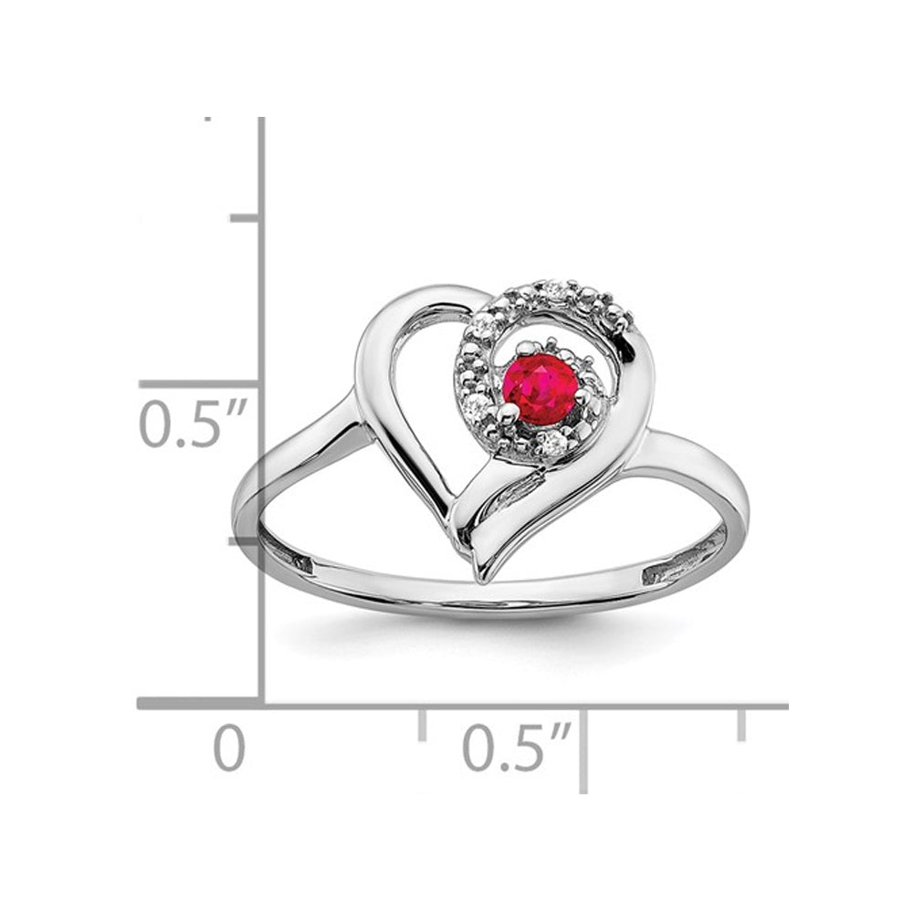 Ruby Heart Promise Ring in 14K White Gold with Accent Diamonds Image 3