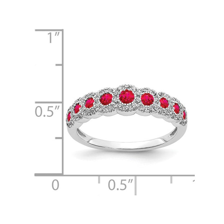 1/2 Carat (ctw) Ruby Ring in 14K White Gold with Diamonds Image 3