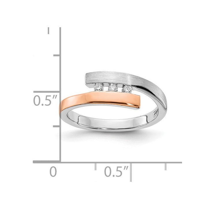 1/20 Carat (ctw) Diamond Bypass Ring in Rose Plated Sterling Silver Image 3