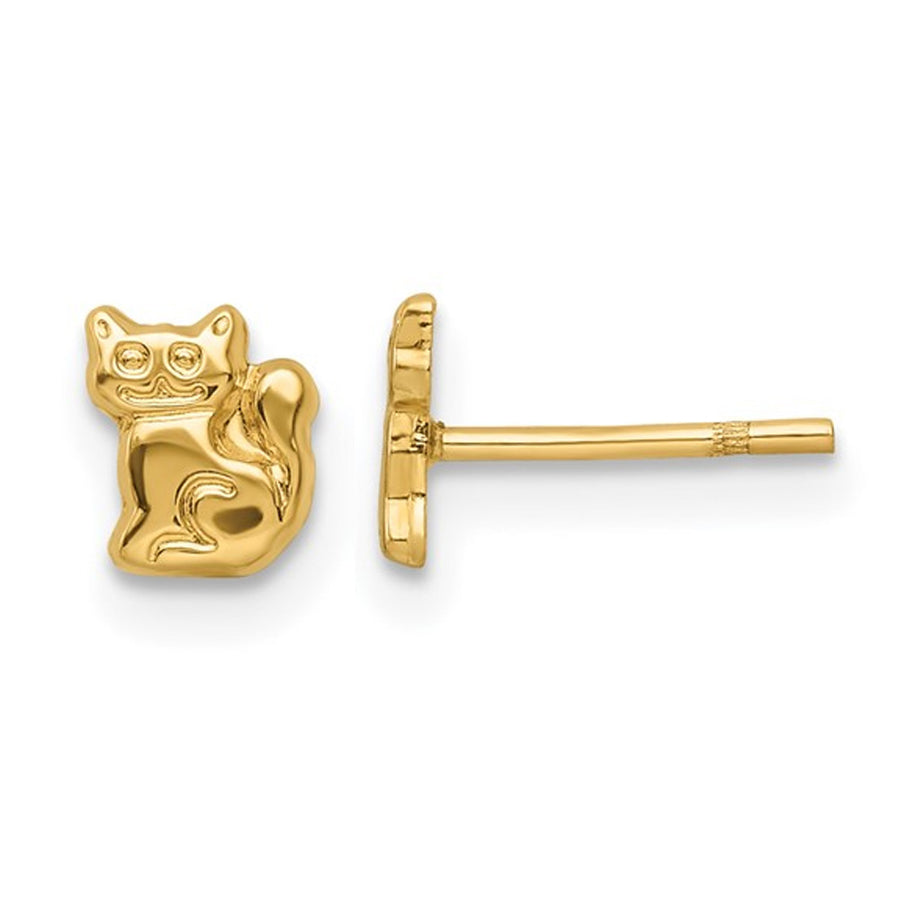 14K Yellow Gold Polished Cat Post Earrings Image 1