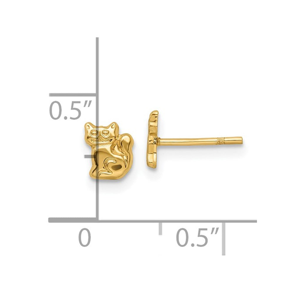 14K Yellow Gold Polished Cat Post Earrings Image 2