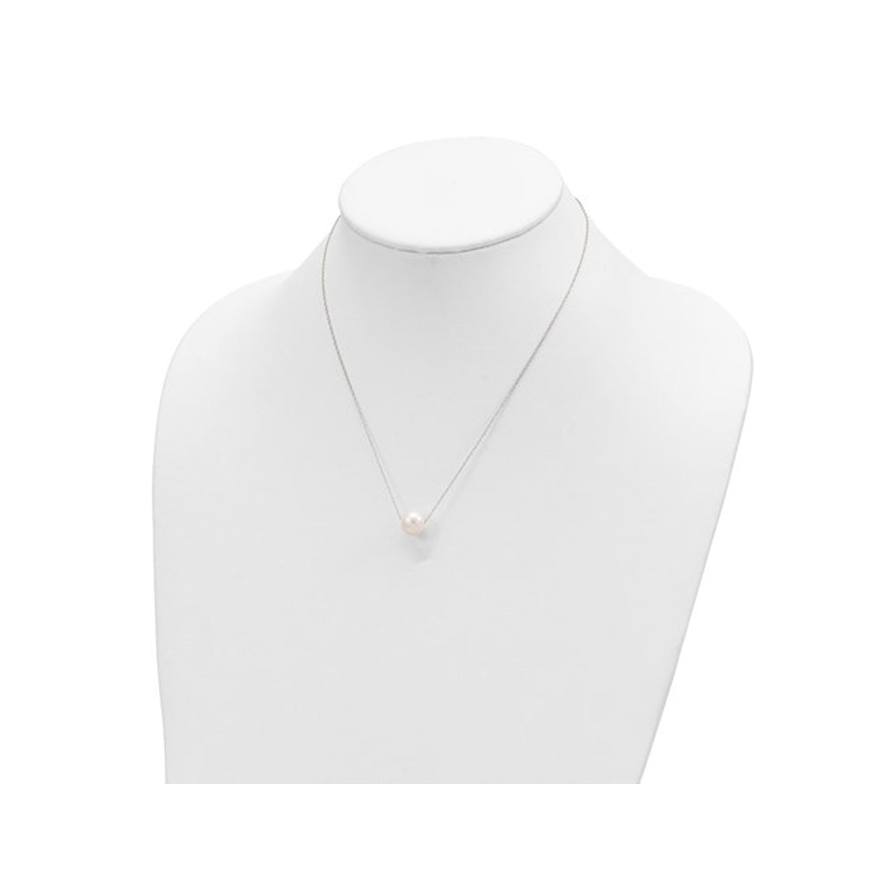 10-11mm White Freshwater Cultured Pearl Solitaire Necklace with 14K Gold Chain Image 3