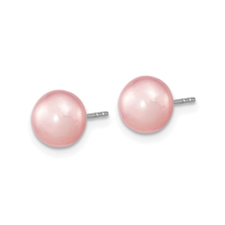 7-8mm Freshwater Cultured Pink Pearl Earrings Bracelet and Necklace Set in Sterling Silver Image 2