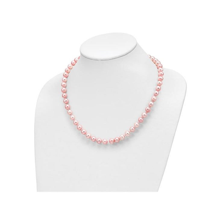 7-8mm Freshwater Cultured Pink Pearl Earrings Bracelet and Necklace Set in Sterling Silver Image 4