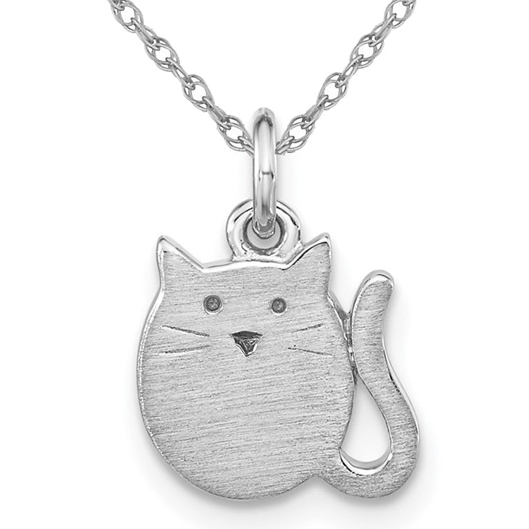 Polished Sterling Silver Cat Pendant Necklace with Chain Image 1