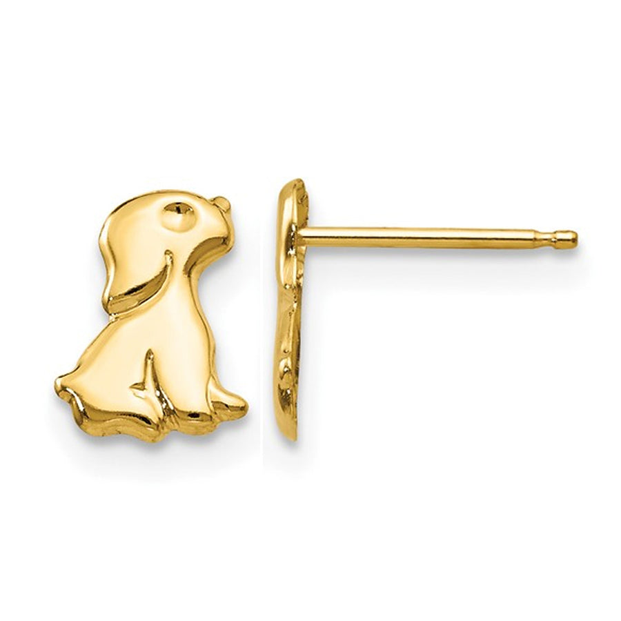 14K Yellow Gold Polished Sitting Dog Post Earrings Image 1