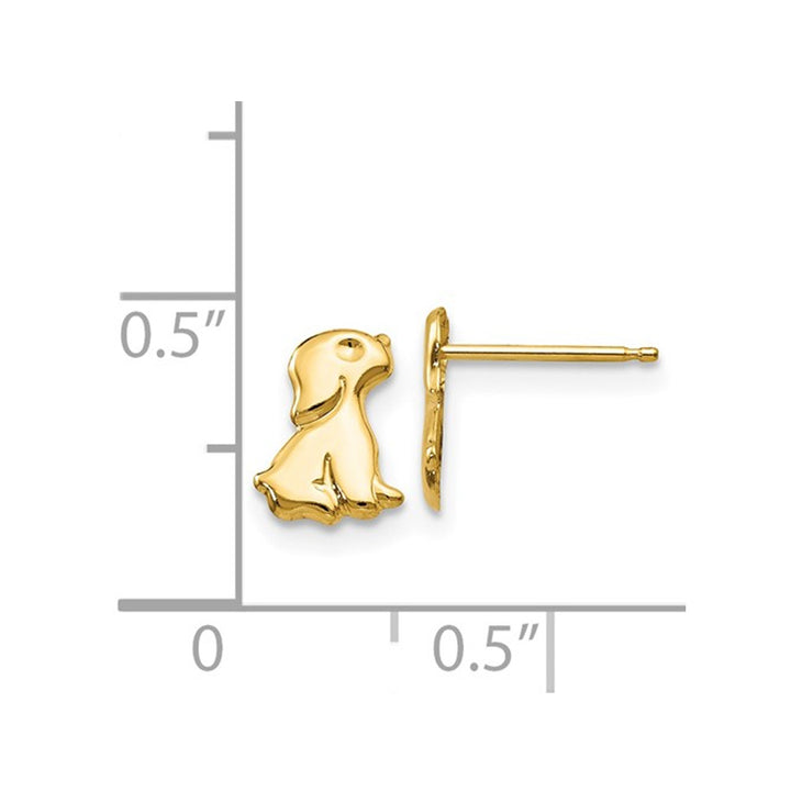 14K Yellow Gold Polished Sitting Dog Post Earrings Image 4