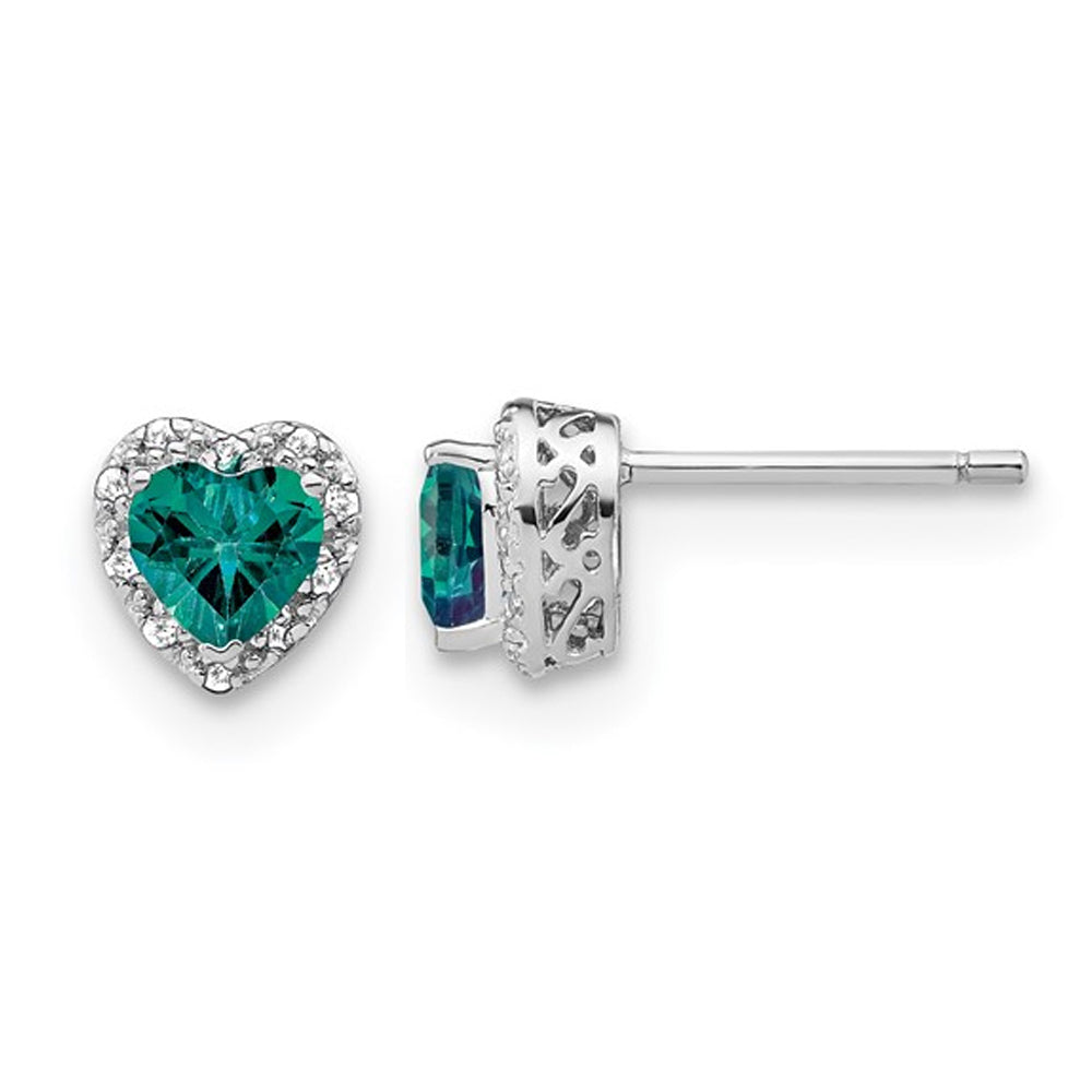 4/5 Carat (ctw) Lab-Created Alexandrite Heart Stud Earrings in Sterling Silver Image 1