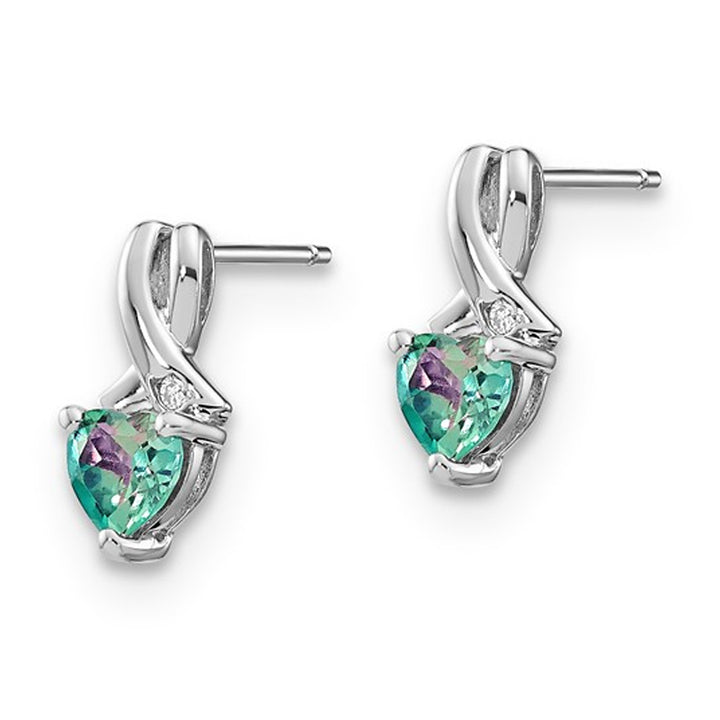 1.40 Carat (ctw) Lab-Created Alexandrite Heart Earrings in Sterling Silver Image 3