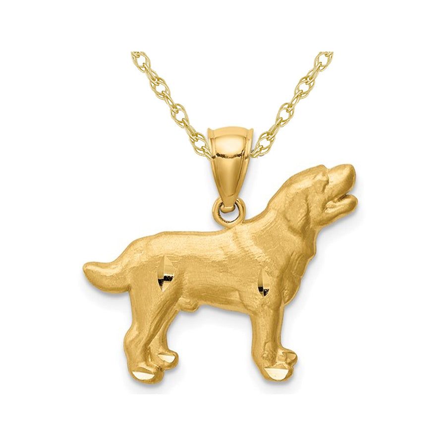 14K Yellow Gold Labrador Retriever Dog Pendant Necklace with Chain Image 1