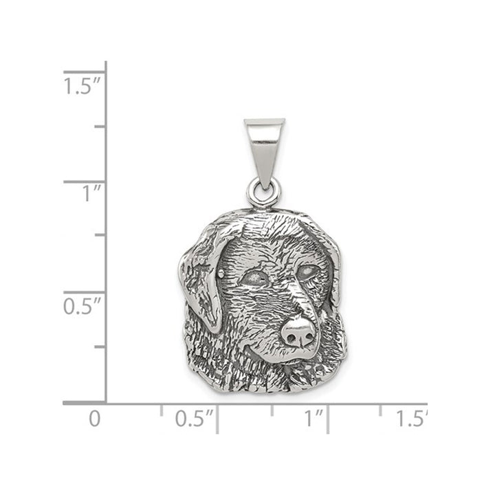 Sterling Silver Antiqued Retriever Pendant Necklace with Chain Image 3