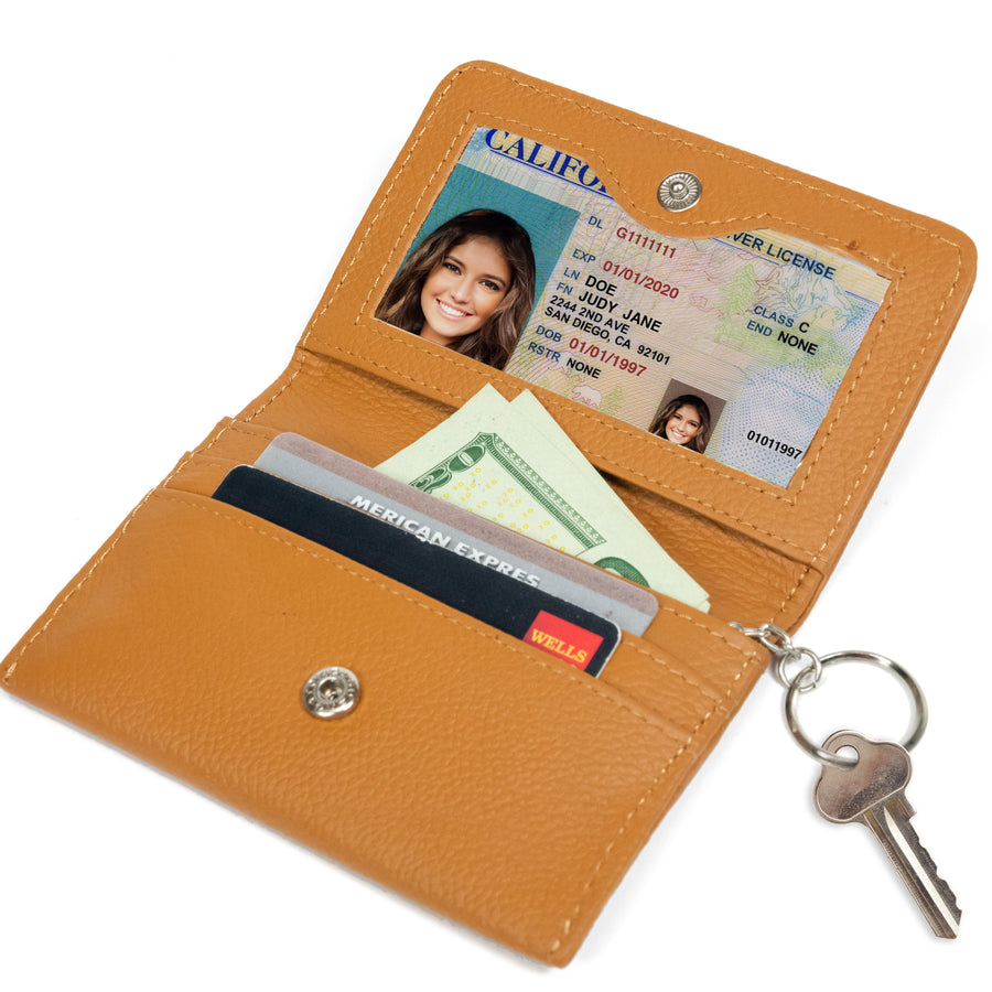 RFID Genuine Leather Key Ring WalletCredit Card Holder Image 1
