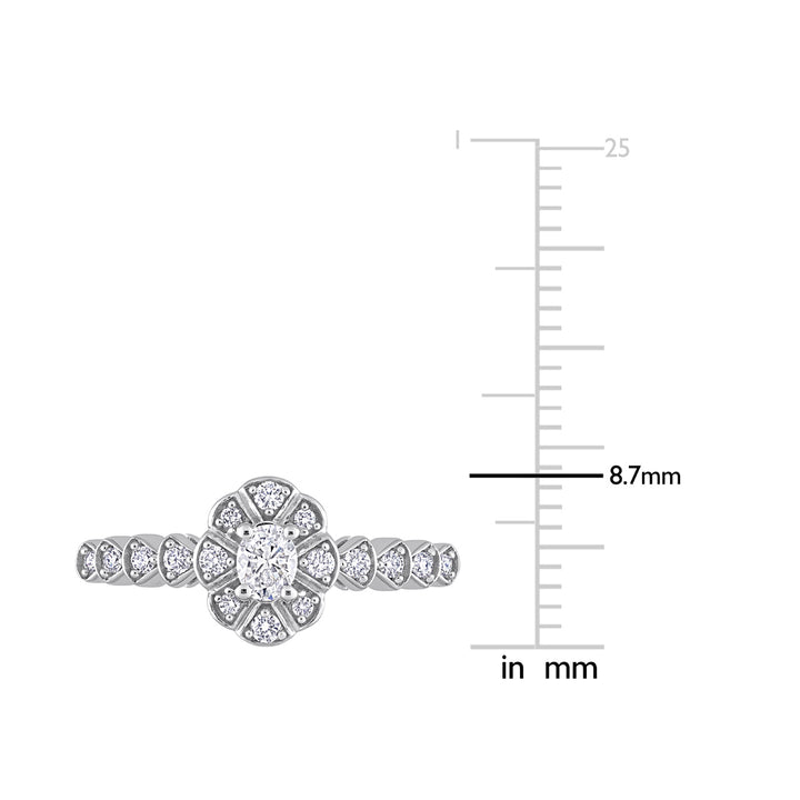 1/3 Carat (ctw G-H-II1-I2) Oval Diamond Engagement Ring in 14K White Gold Image 3