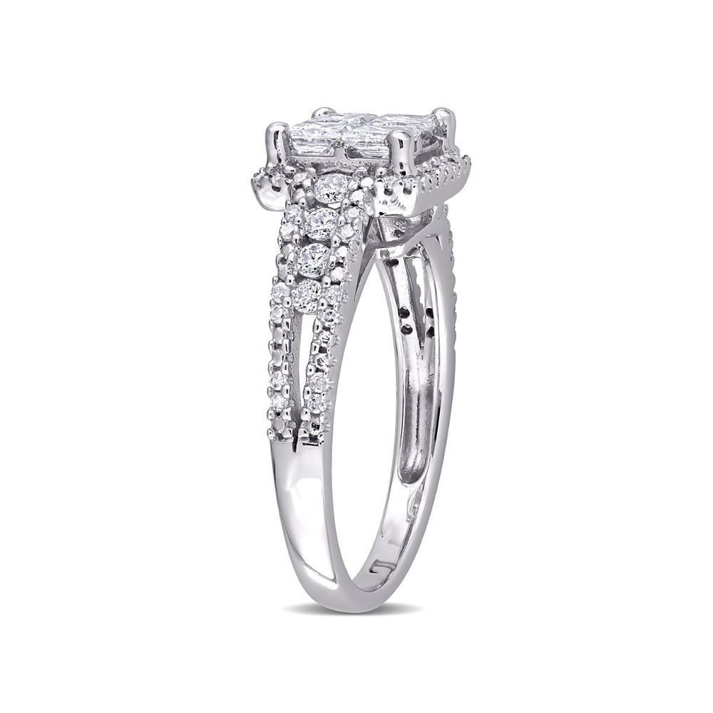 1.00 Carat (ctw H-II2-I3) Princess-Cut Diamond Engagement Ring in 10K White Gold Image 2