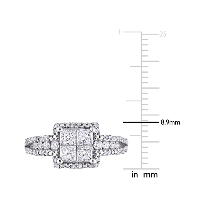 1.00 Carat (ctw H-II2-I3) Princess-Cut Diamond Engagement Ring in 10K White Gold Image 3