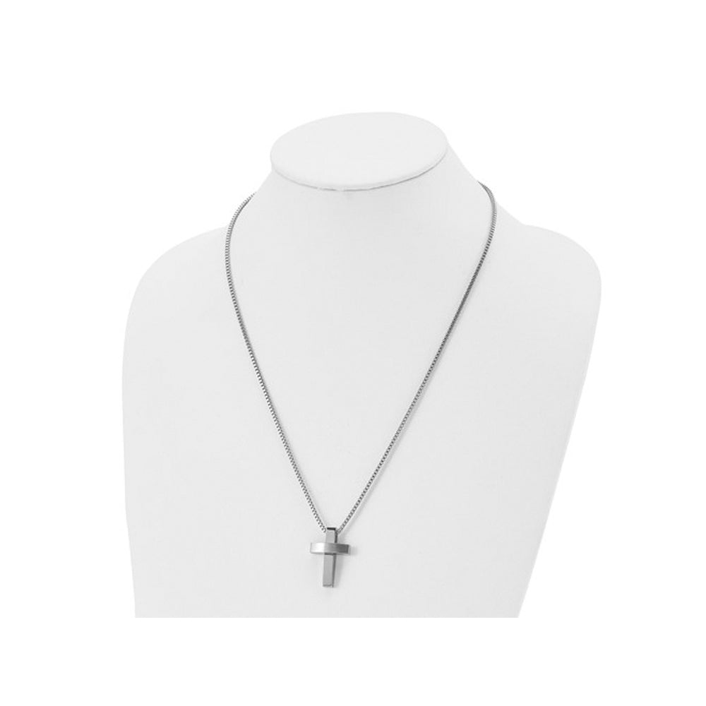 Mens Stainless Steel Cross Pendant Necklace with Chain (22 Inches) Image 2