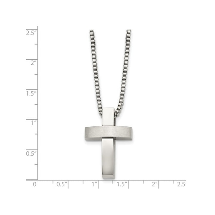 Mens Stainless Steel Cross Pendant Necklace with Chain (22 Inches) Image 3