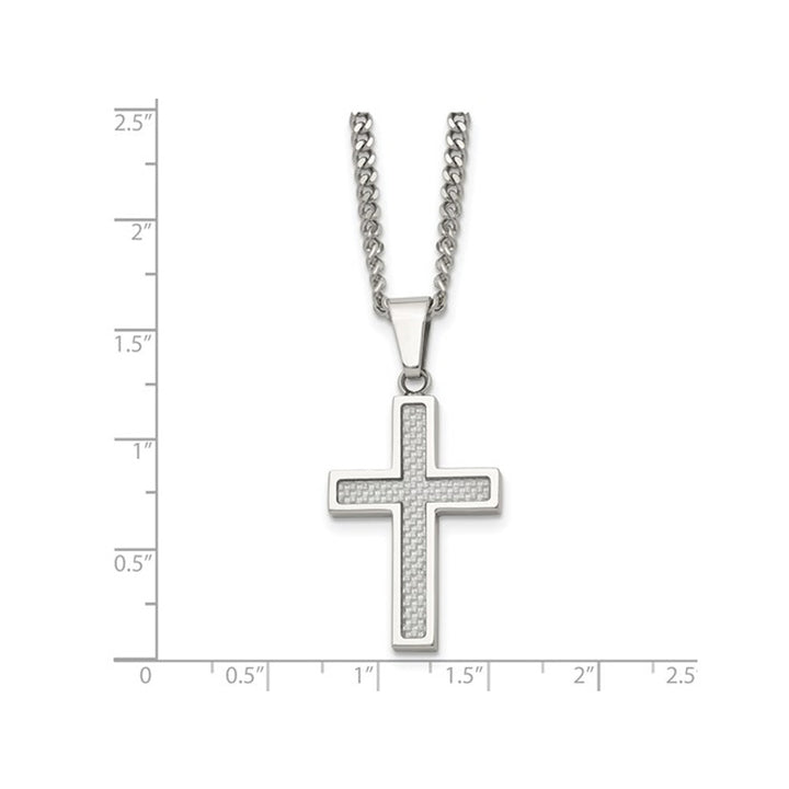 Mens Stainless Steel Cross Pendant Necklace with Chain (20 Inches) Image 3