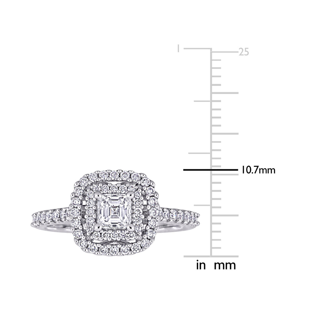1.00 Carat (ctw G-HSI1-SI2) Diamond Double Halo Engagement Ring in 14K White Gold Image 2