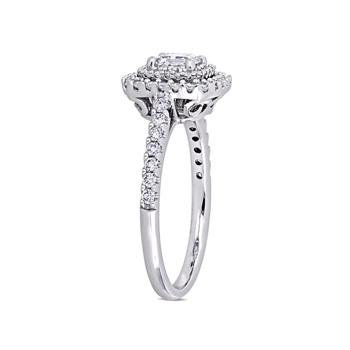 1.00 Carat (ctw G-HSI1-SI2) Diamond Double Halo Engagement Ring in 14K White Gold Image 3